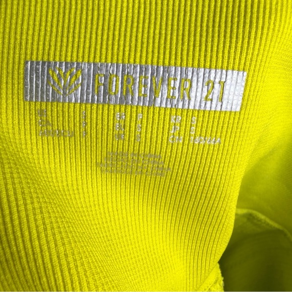 Forever 21 matching set activewear Neon Yellow Green lime short sport bra Small - Picture 6 of 6